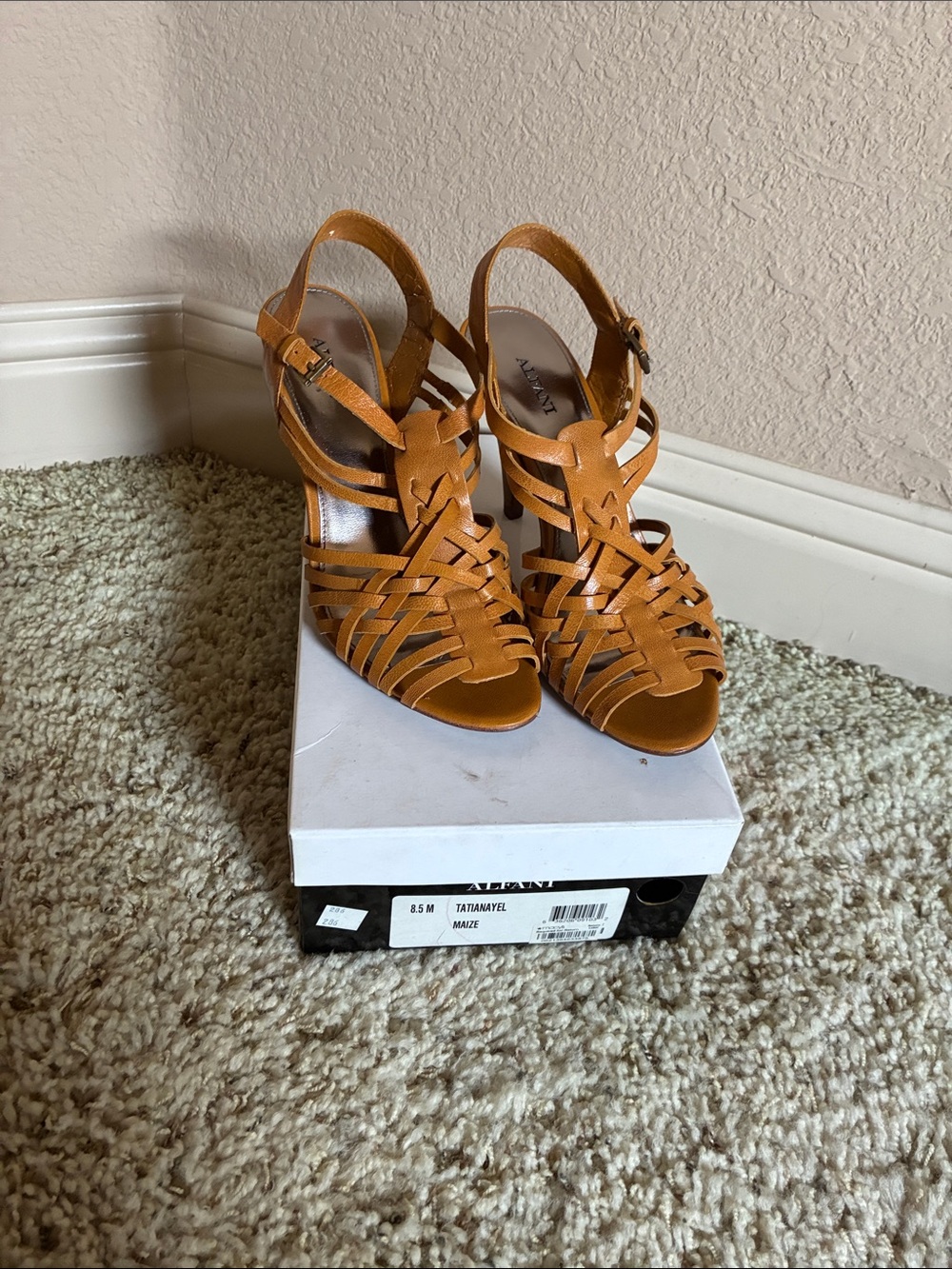 Alfani Woven Strappy Tan Heels